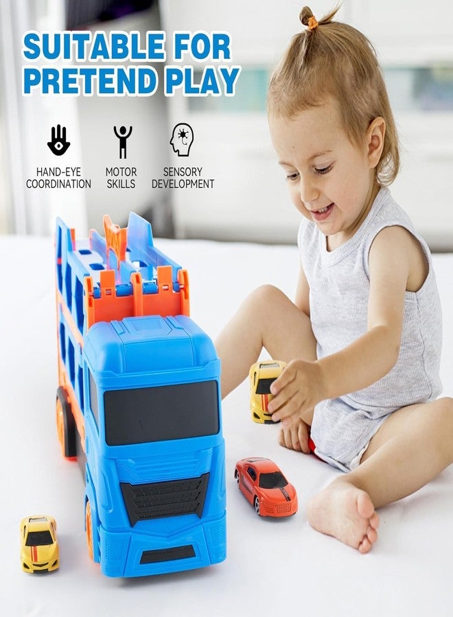 Babelly Transport Truck Toy Transporter Ejector Race Portable Transporter Parking Garage for Children, Multicolor - Image 4